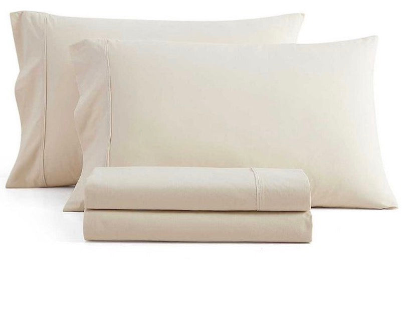 4 piece Full sheet set 100% cotton percale-Beige