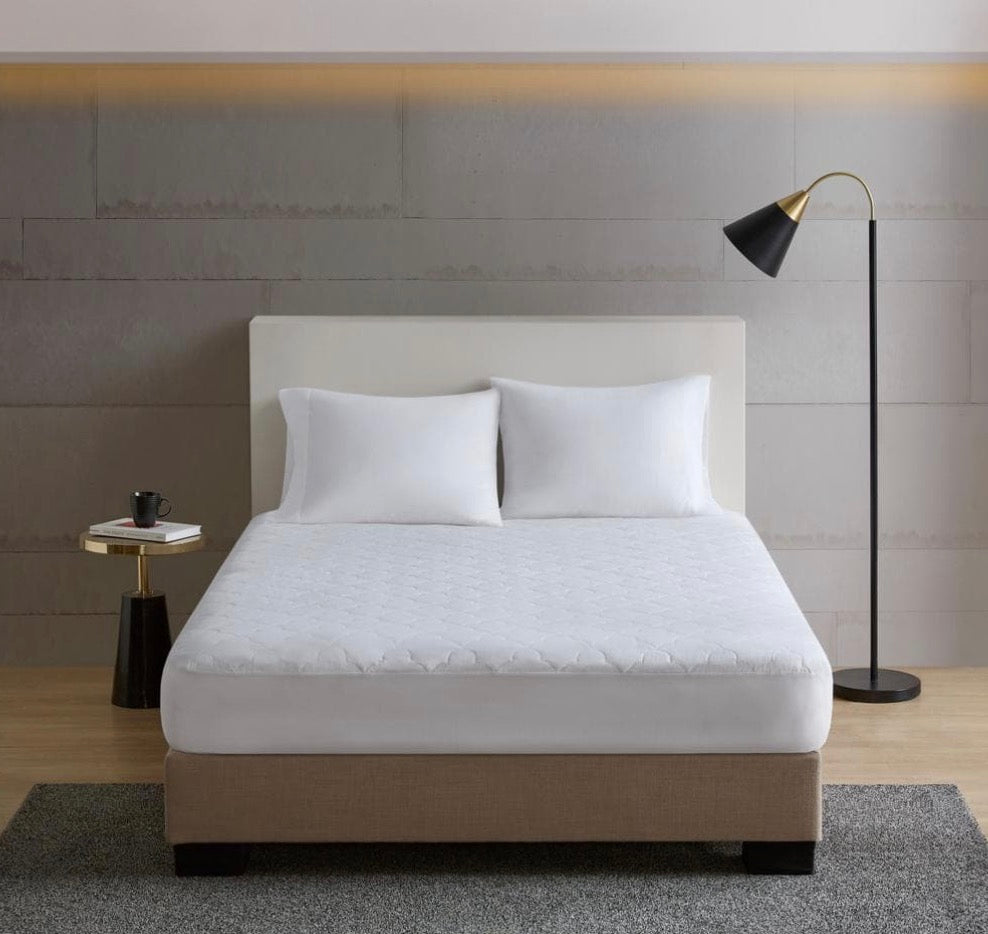 Sleep Philosophy All Natural Cotton Percale Quilted Mattress Pad Twin XL-White
