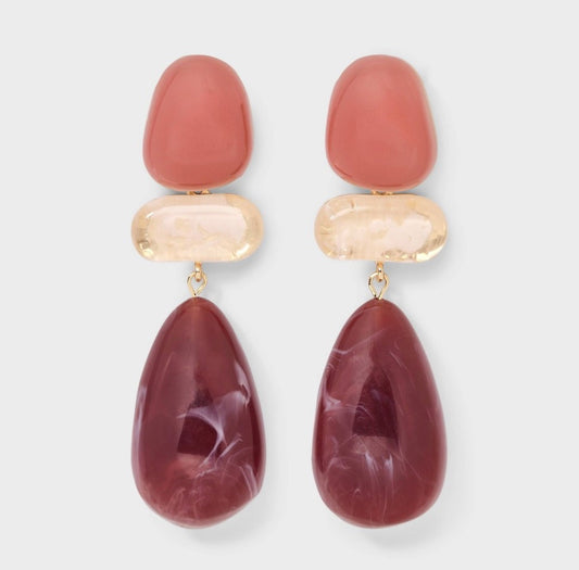 Linear Bead Earrings-Pink