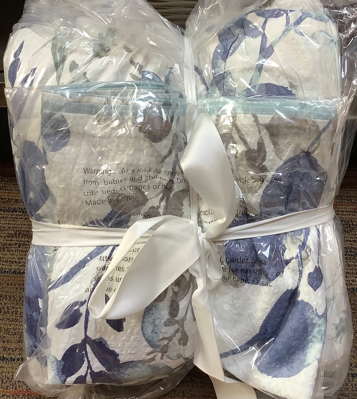 Quilted Coverlet 2 Pcs, Love Botanical Composition, Twin Size,