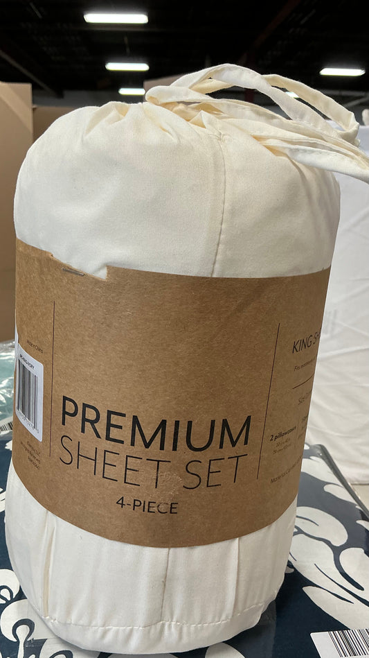 4-piece premium microfiber sheet set in ivory. King