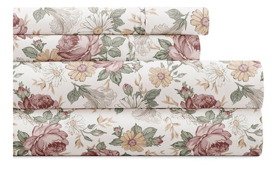 Casual Comfort Blooming Floral Patterned Sheet Set 4 pieces Queen