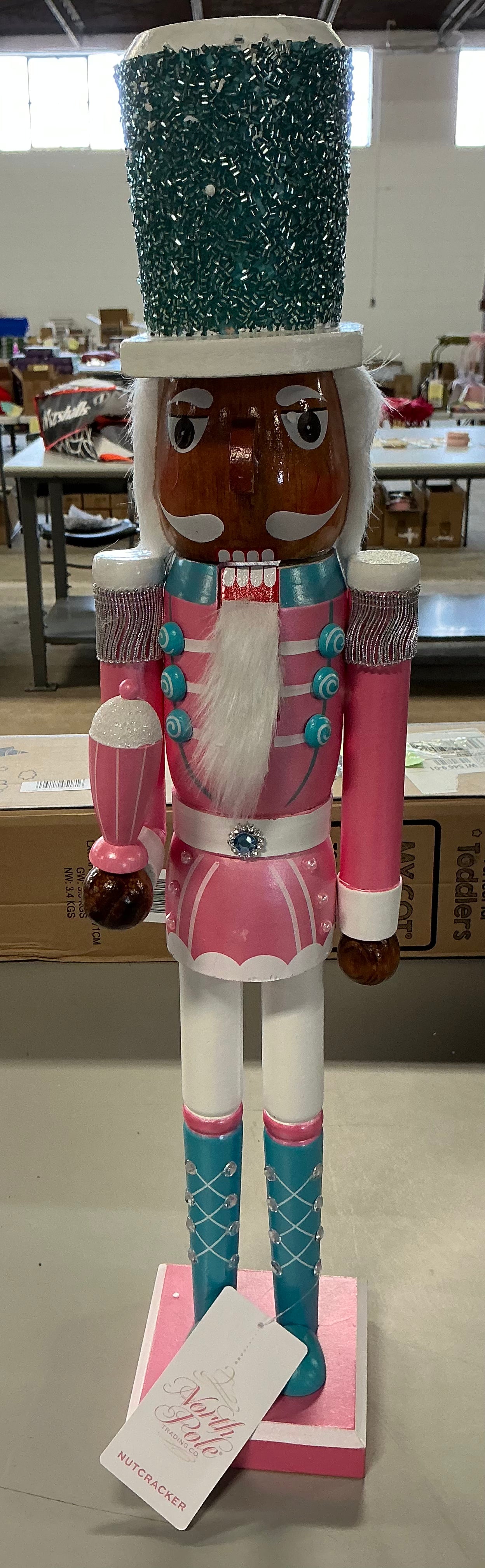 North Pole Trading Co 24” Pink Wood Christmas Nutcracker