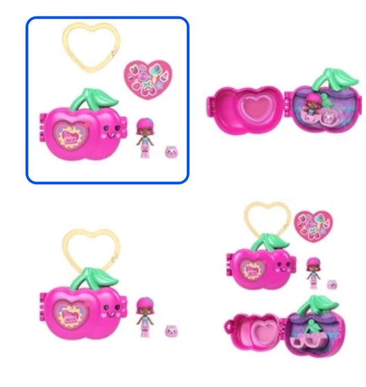 Polly Pocket Doll & Micro Compact, Keychain and Sticker Sheet, Pet Accessory, Travel Toys