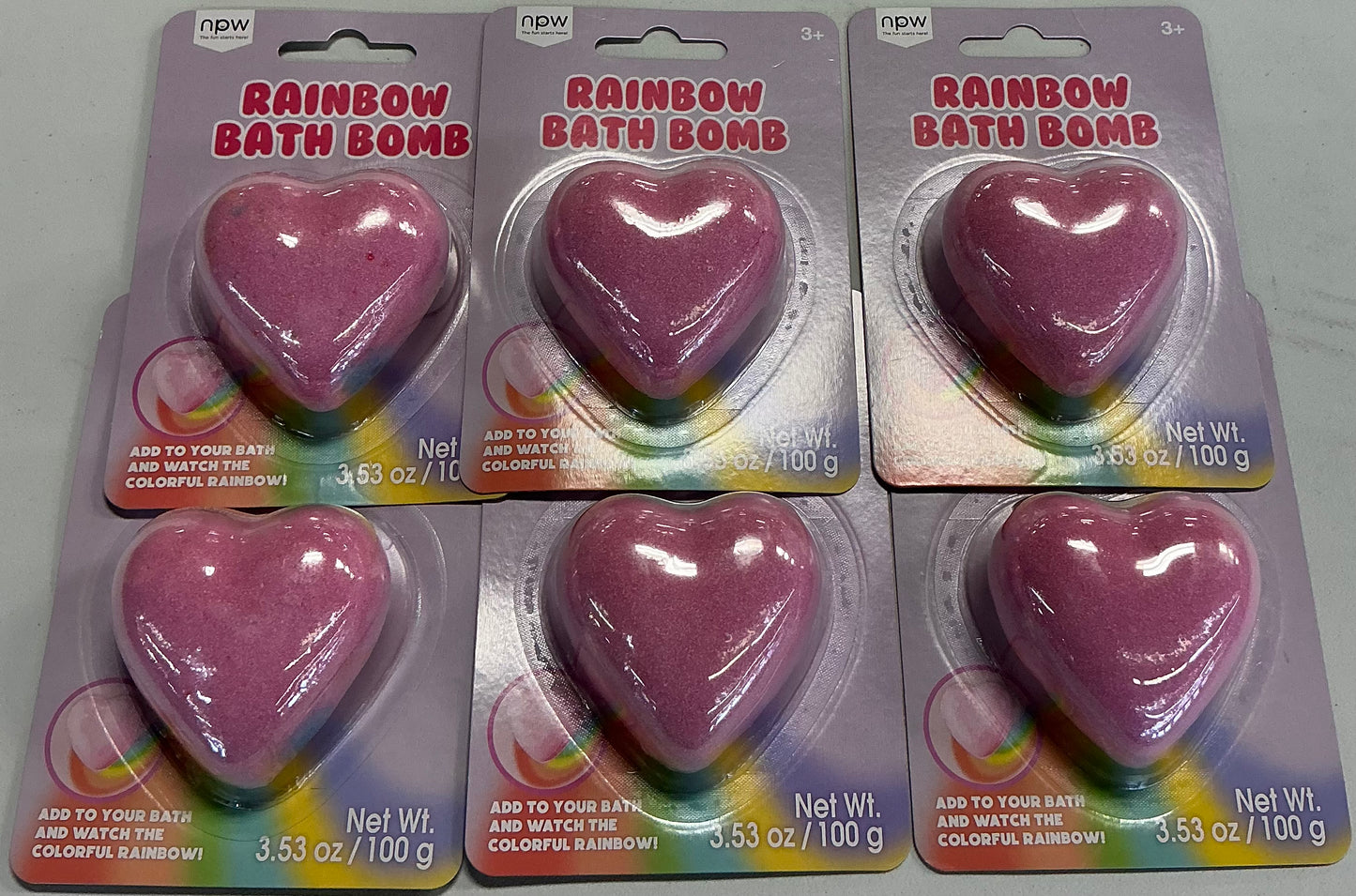 Rainbow Heart Bath Bombs, each weighing 3.53 oz (100g)-6 pcs