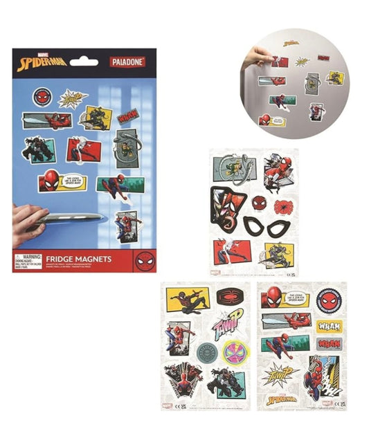 Marvel Spider-Man fridge magnets featuring classic comic book panel art