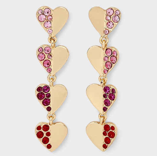 Heart drop earrings nickel free