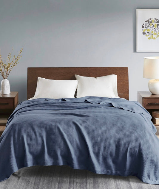 Madison Park Egyptian Cotton Blanket Full/Queen-Blue