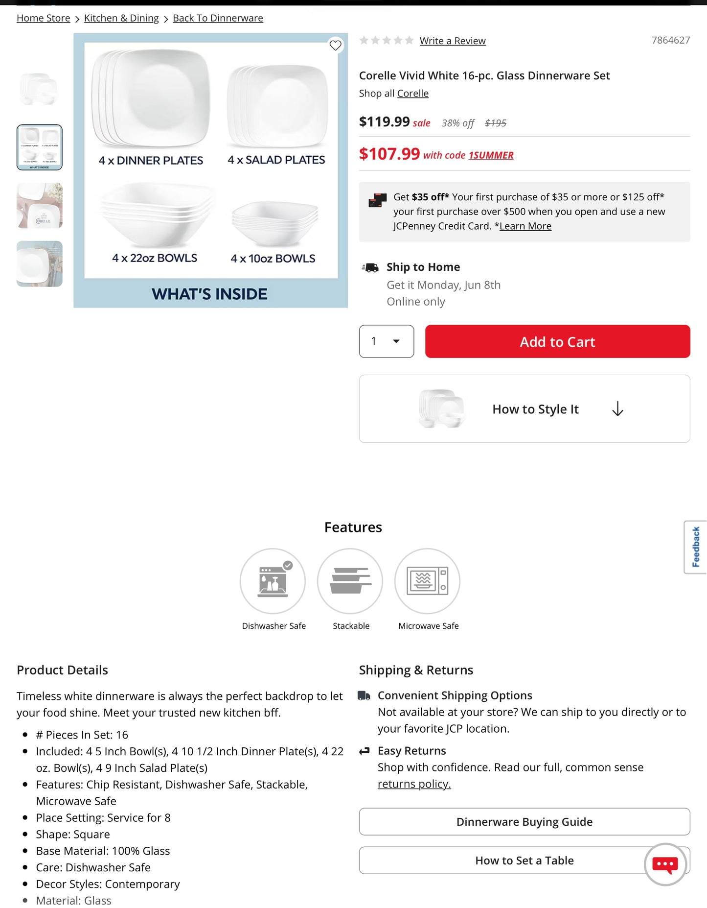 Corelle Vivid White 16-pc. Glass Dinnerware Set