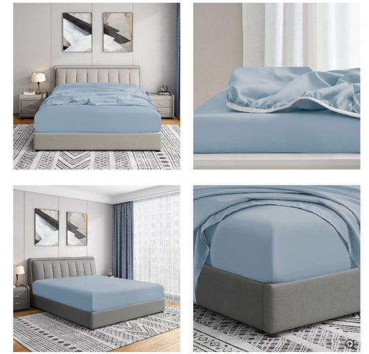 Home Ultra Soft Deep Pocket Fitted Sheet in Blue Fog size king