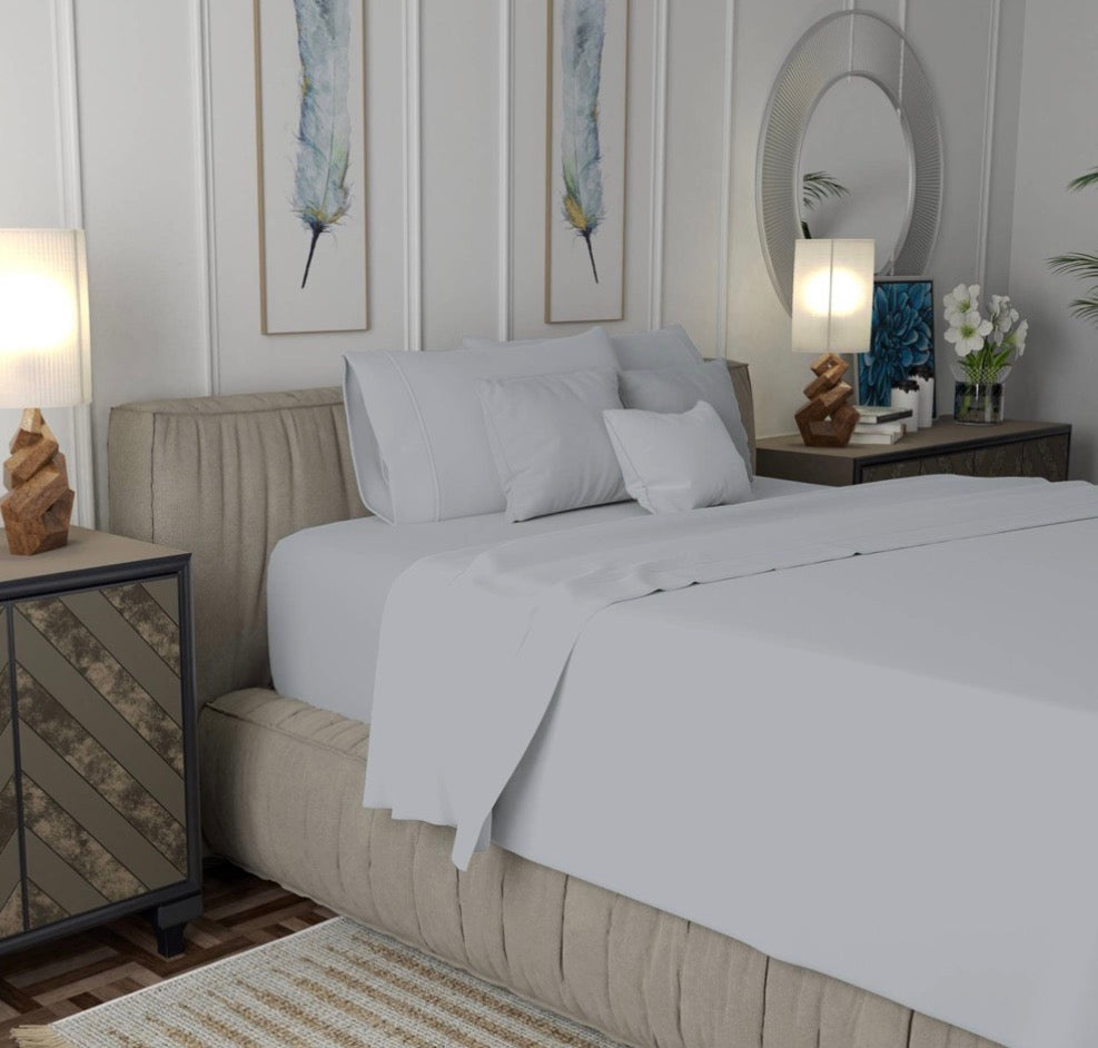 Aireolux 100% Cotton 800 Thread Count Ultra-Soft & Silky Wrinkle Resistant Sheets & Pillowcase Twin-Light Gray