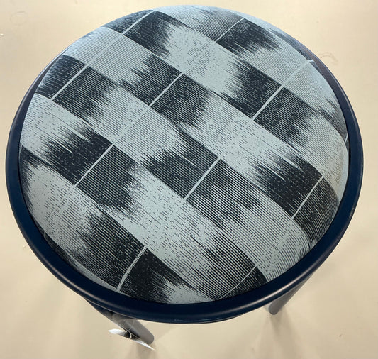 Metal round travel accent patio stool - navy blue - MINOR COSMETIC FLAWS - PICK UP ONLY