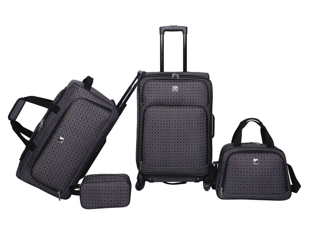 Skyline 4pc Softside Checked Luggage Set - Gray Geo