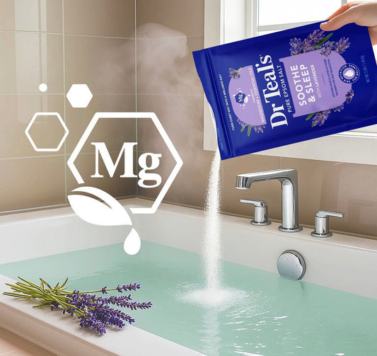 3-pound bag of Dr Teal's Soothe & Sleep Pure Epsom Salt soaking solution featuring lavender essential oils