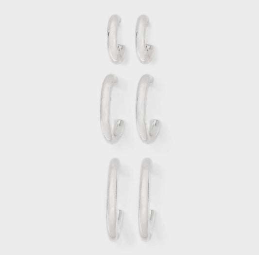 Nickel-free silver hoop earrings featuring multiple sizes in a single set