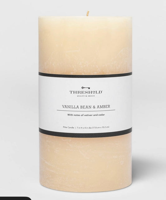 7” x 4” pillar scented candle - AS IS - SOME MINOR COSMETIC FLAWS