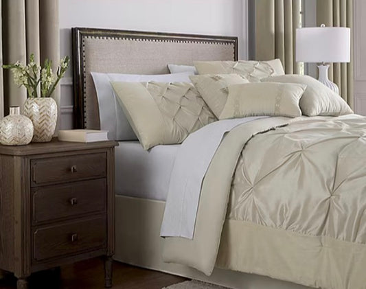 Broadhaven Cressida 7-piece faux silk comforter set in oatmeal king
