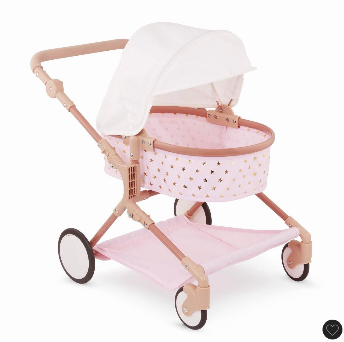 LullaBaby double stroller pink carriage with golden star print - OPEN/DAMAGE BOX - PRODUCT IS NEW