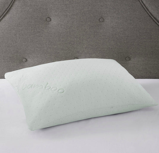 Sleep Philosophy Chopped Foam Bed Pillow with Bamboo Cover Queen-Minty Green Speckles