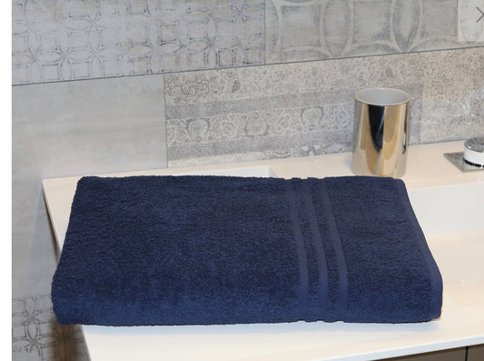 2-pieces towel set 100% cotton-1 bath towel and 1 wash cloth navy
