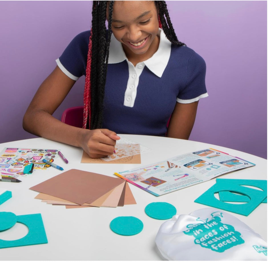 Fashion Faces arts and crafts kit designed for children ages 6 and up