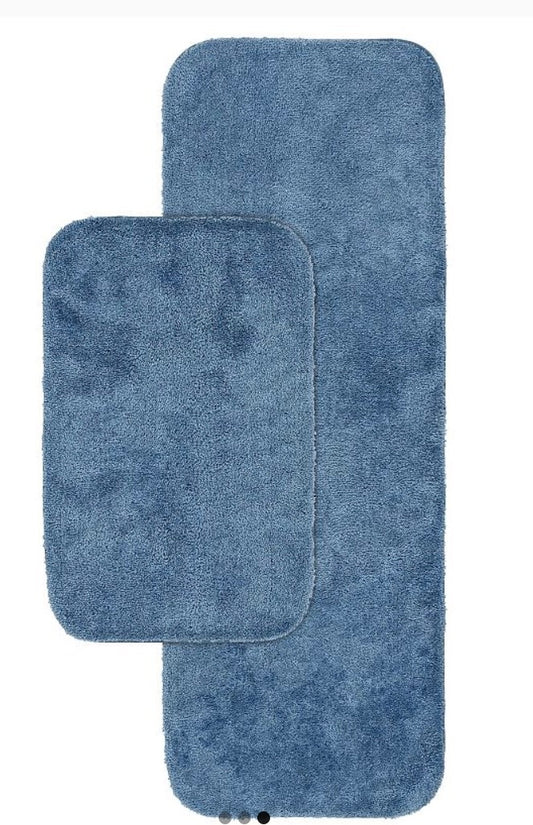 Garland Rug Traditional 2 Pieces Bath Rug Set 21”x34” bath rug and 22”x60”bath runner rug-Color(Basin Blue)