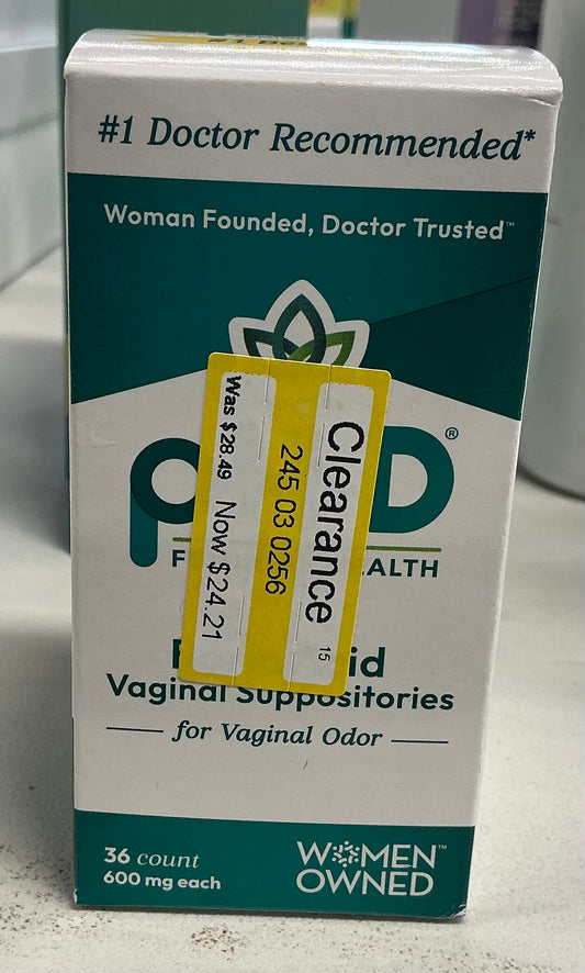 pH-D Feminine Health Boric Acid Vaginal Suppositories for Women's Health, 36 Count