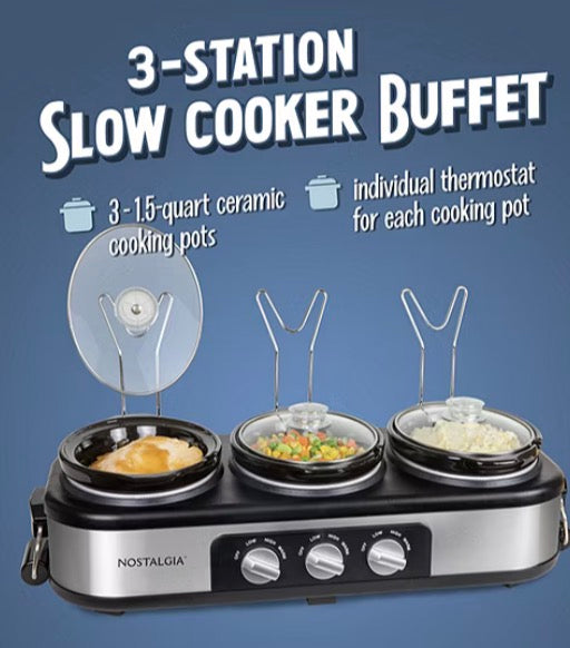Nostalgia Triple 1 1/2 Qt Slow Cooker