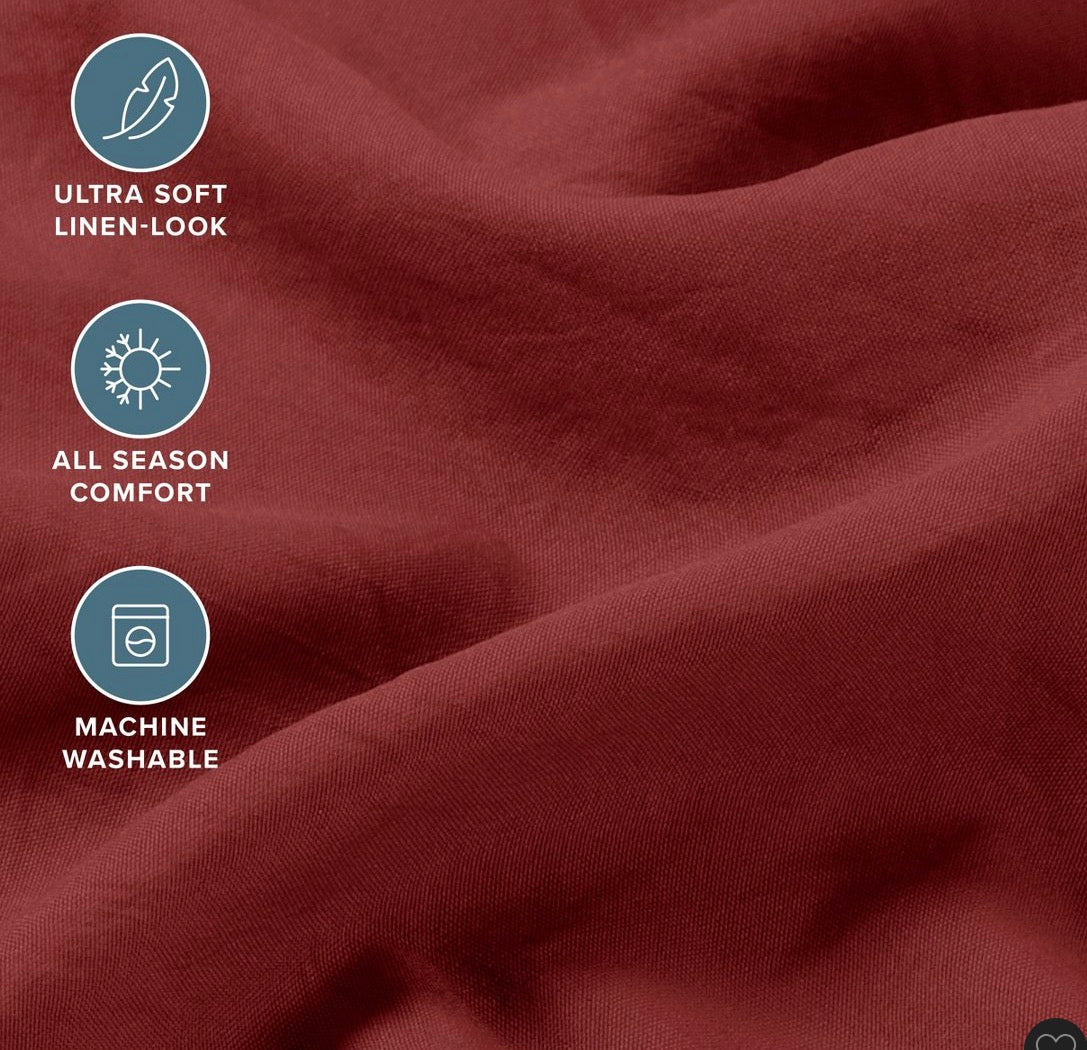 Bare Home sandwashed sheet set King 4 pieces-rosewood
