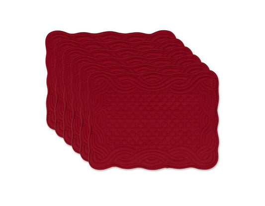 Design Imports Quilted Farmhouse 6 Pieces Placemats 13”x18”-Cranberry Red