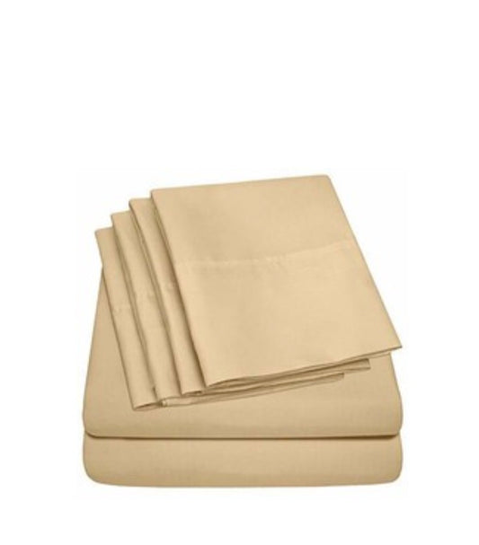 6 pieces Full sheet set 1500 thread count-Tan
