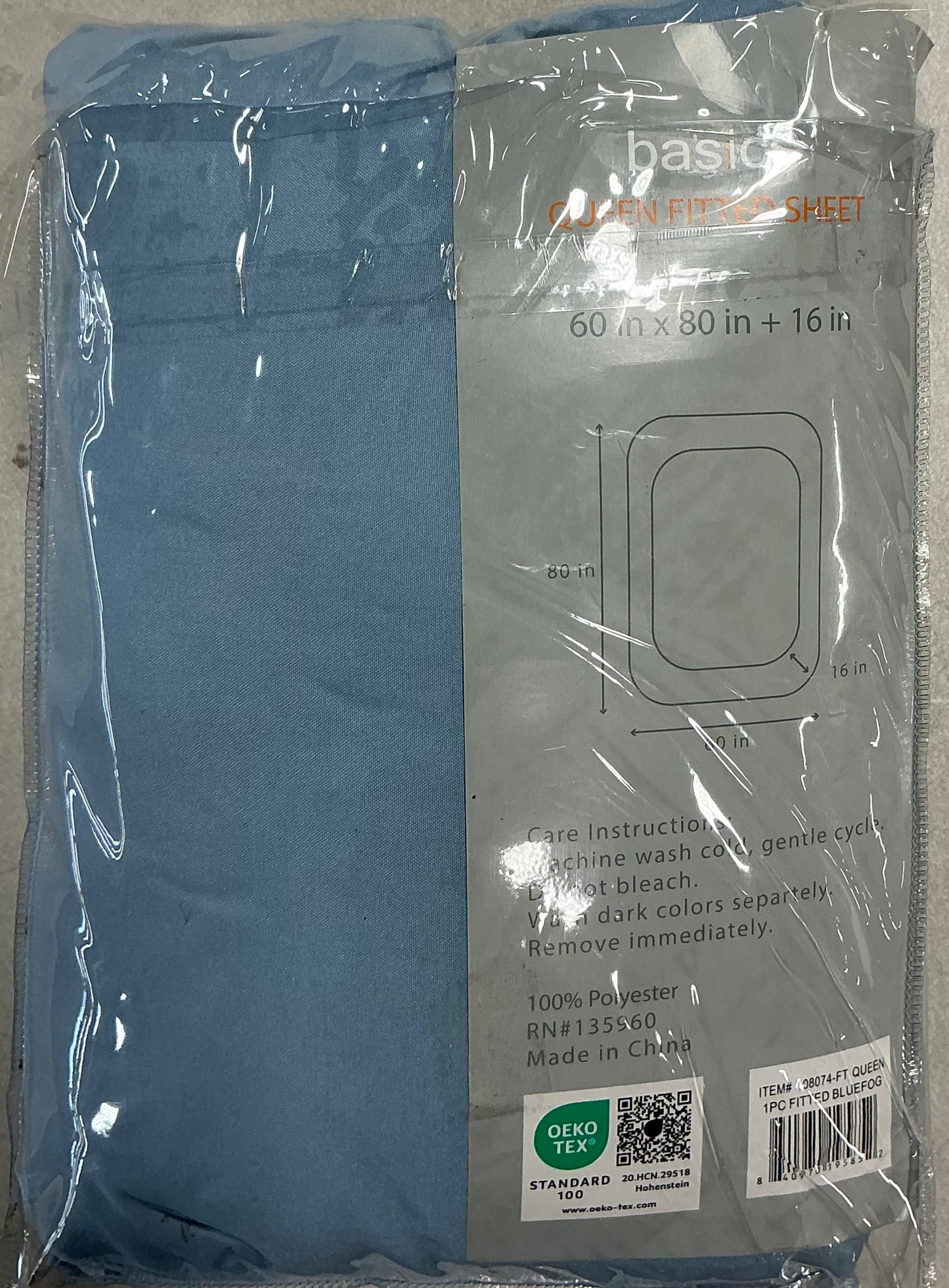 Basics Storage Pocket Wrinkle Resistant Fitted Sheet Only Queen-Light Blue