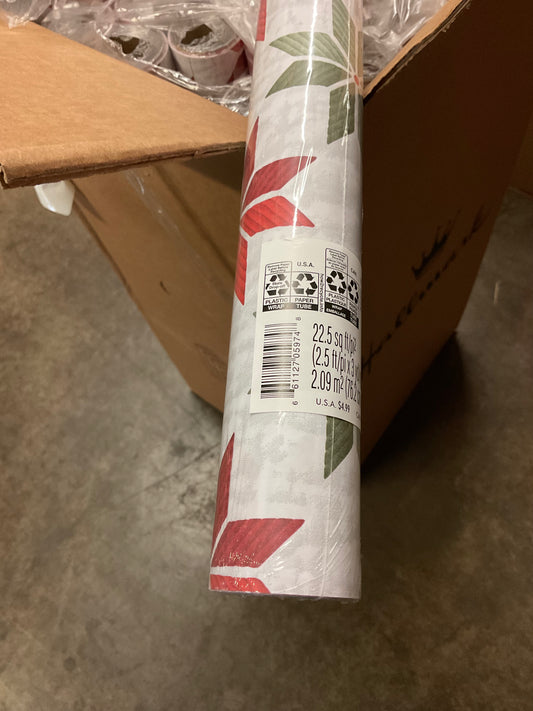 Christmas Roll Wrap Quilted Star Red and Green (22.5 sq ft)