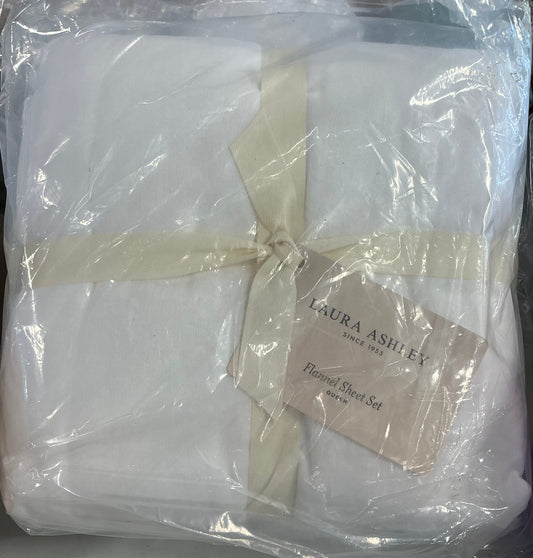 Laura Ashley 100% Cotton Brushed Flannel Deep Pocket Sheet Set 4pcs QUEEN