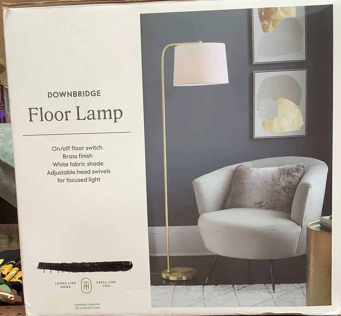 62"x14" New Traditional Downbridge Floor Lamp Brass