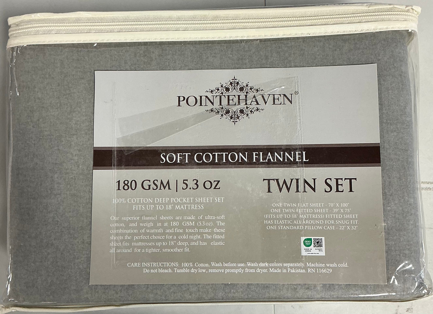 Pointehaven Cotton Brushed 180 Gsm Flannel 3 Pieces Sheet Set Twin