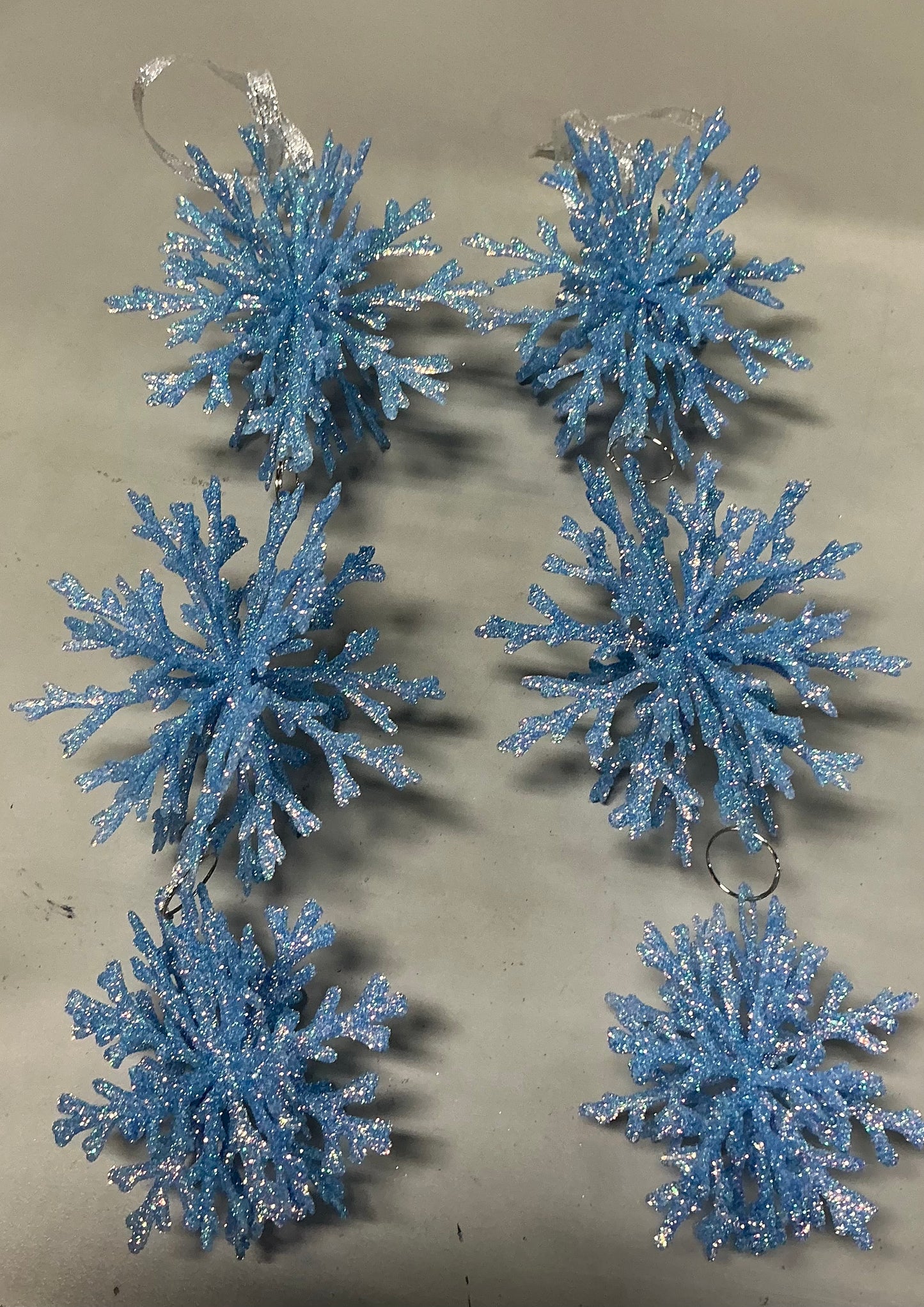 3D Snowflake Three Sections Blue Glitter Christmas set of 2