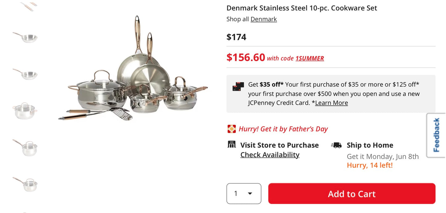 Denmark Stainless Steel 10-pc. Cookware Set