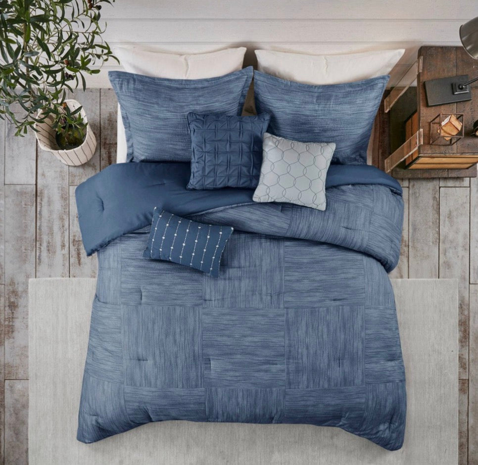 Madison Park 7 Piece Comforter Set in a blue size Cal King