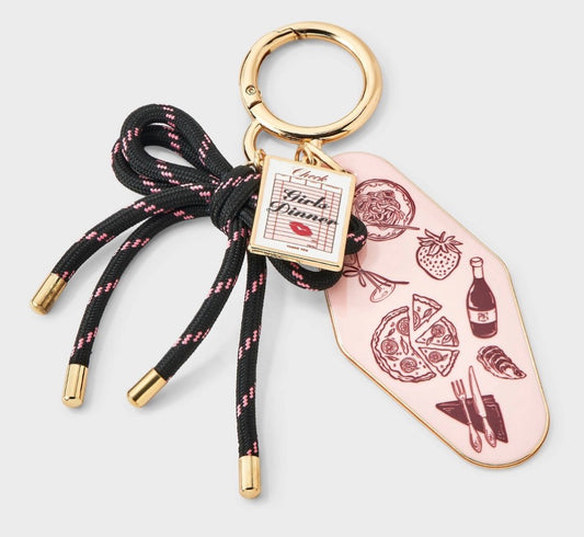 Girl Dinner Bag Charm in Pink & Black