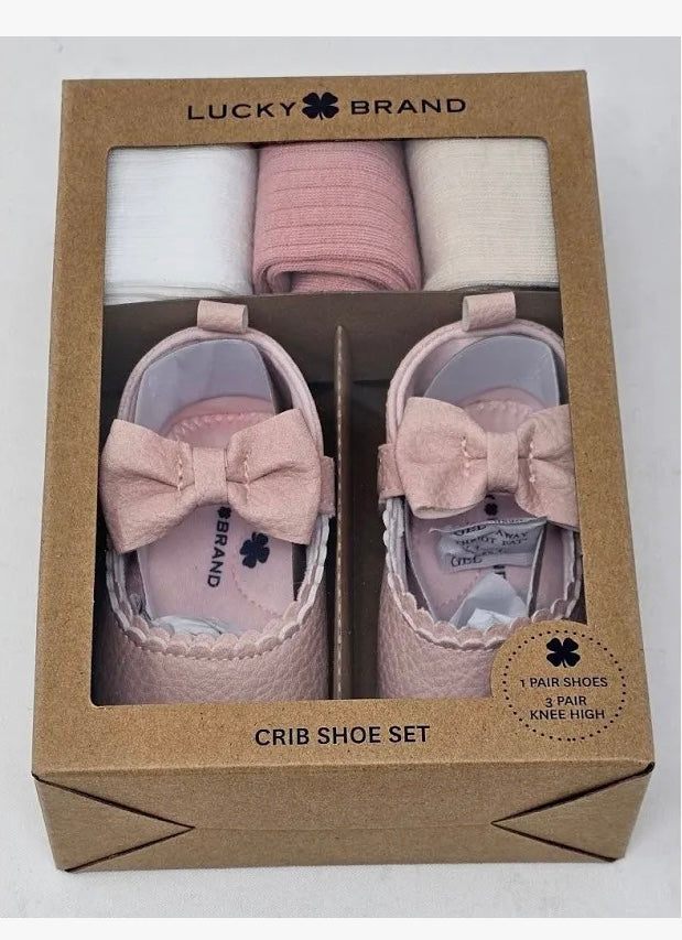 Girls 6-9 Months Crib Shoe Set With Knee High