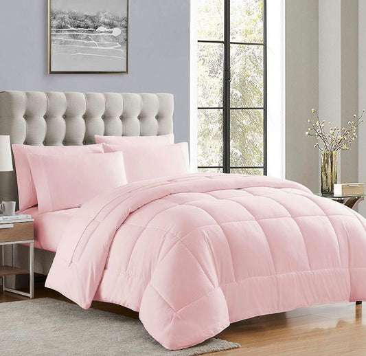 Sweet Home Collection™ All Season Reversible Bed-in-A-Bag 7 Pieces Comforter Set-Included(1 Comforter ,1 Flat Sheet,1 Fitted Sheet,4 Standard Pillowcase)-Pink