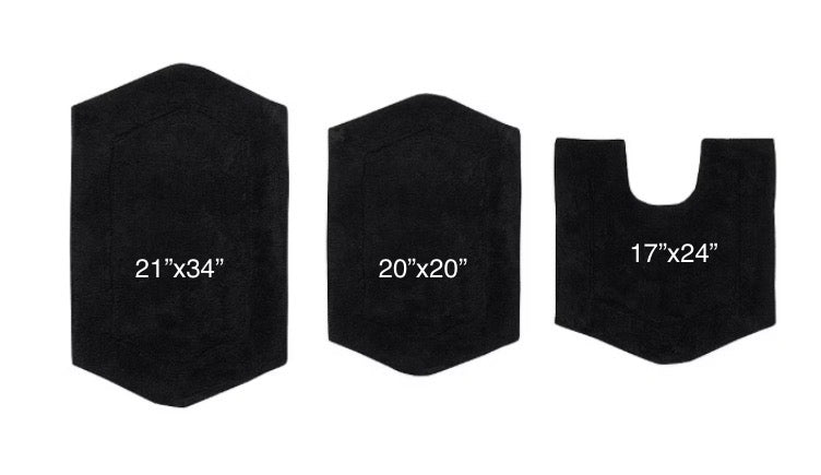 3-Pieces Quick Dry Bath Rug Set black