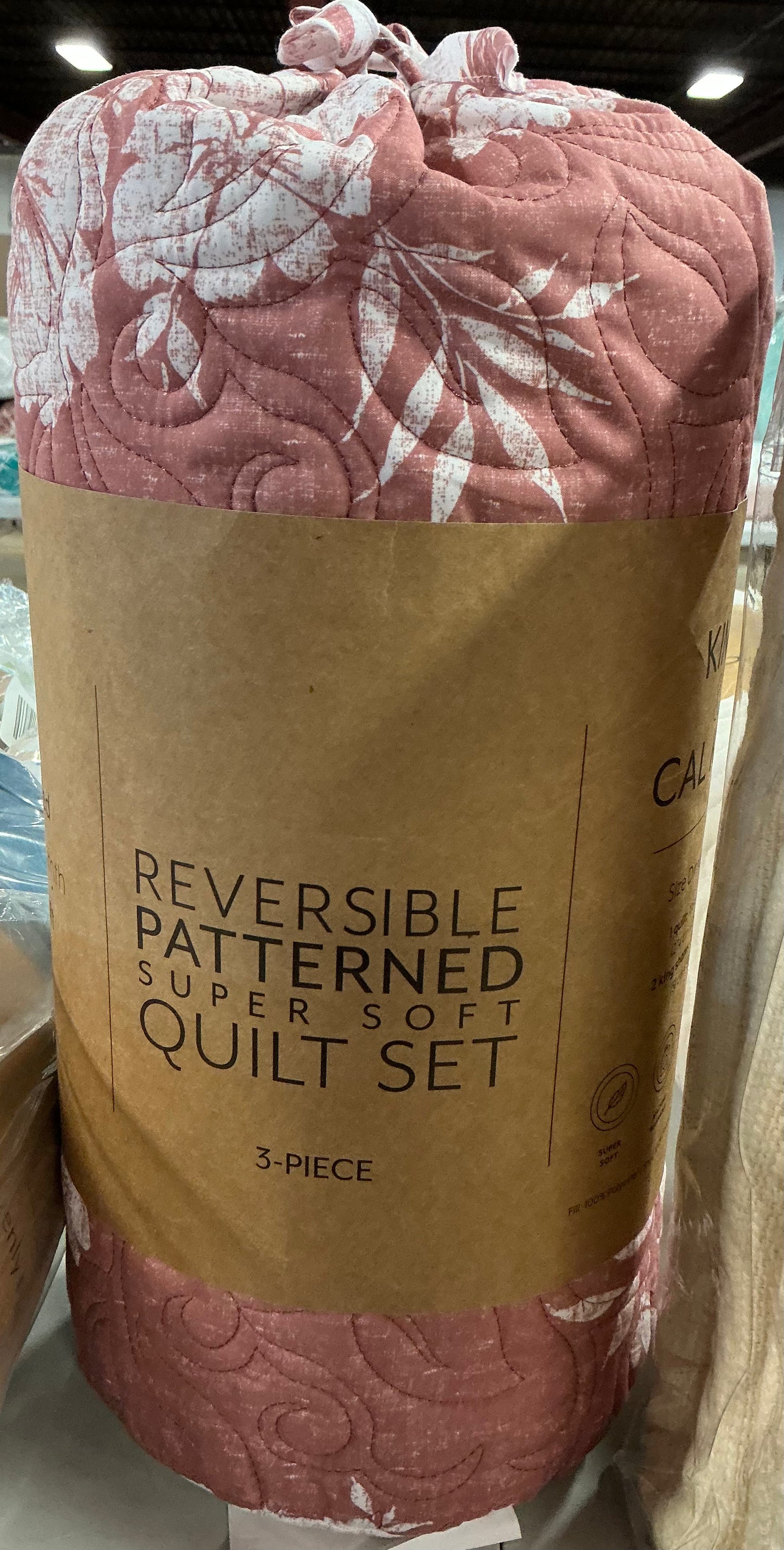 Bouquet reversible 3-piece quilt set in terracotta king