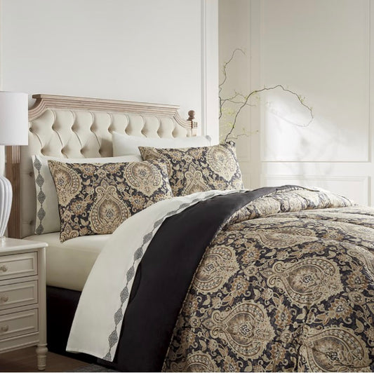 Broadhaven Kent 8 Pieces Reversible Complete Comforter Set Queen-Black