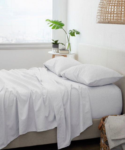 California King white flannel sheet set made of 100% cotton 4pcs