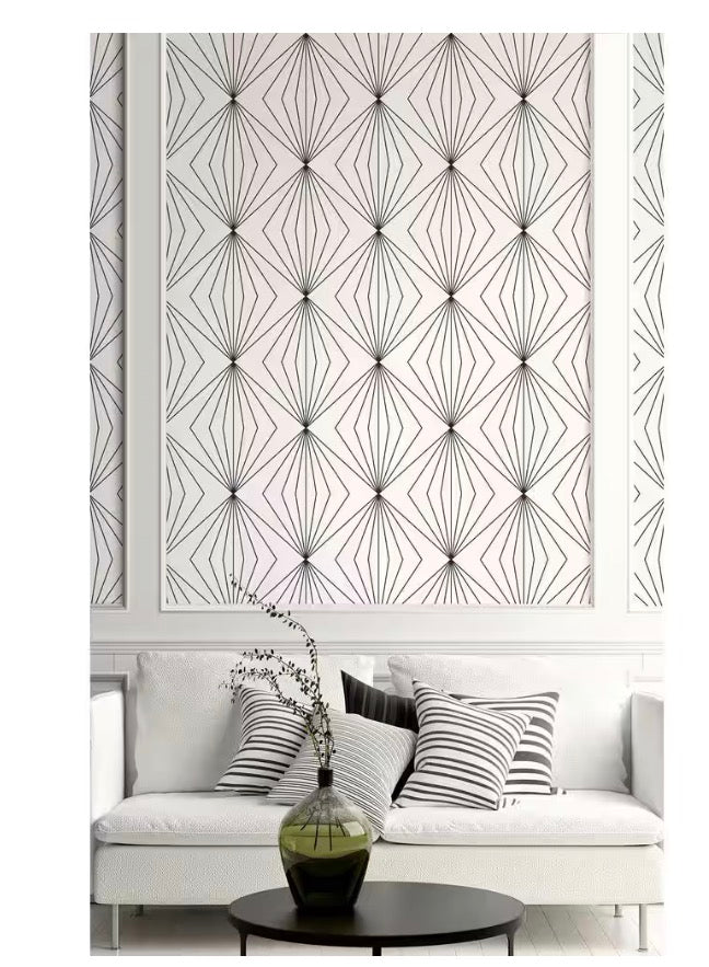 Vicente diamond vector 33” L x 20.9” W wallpaper roll color ebony/eggsshell(clearance)