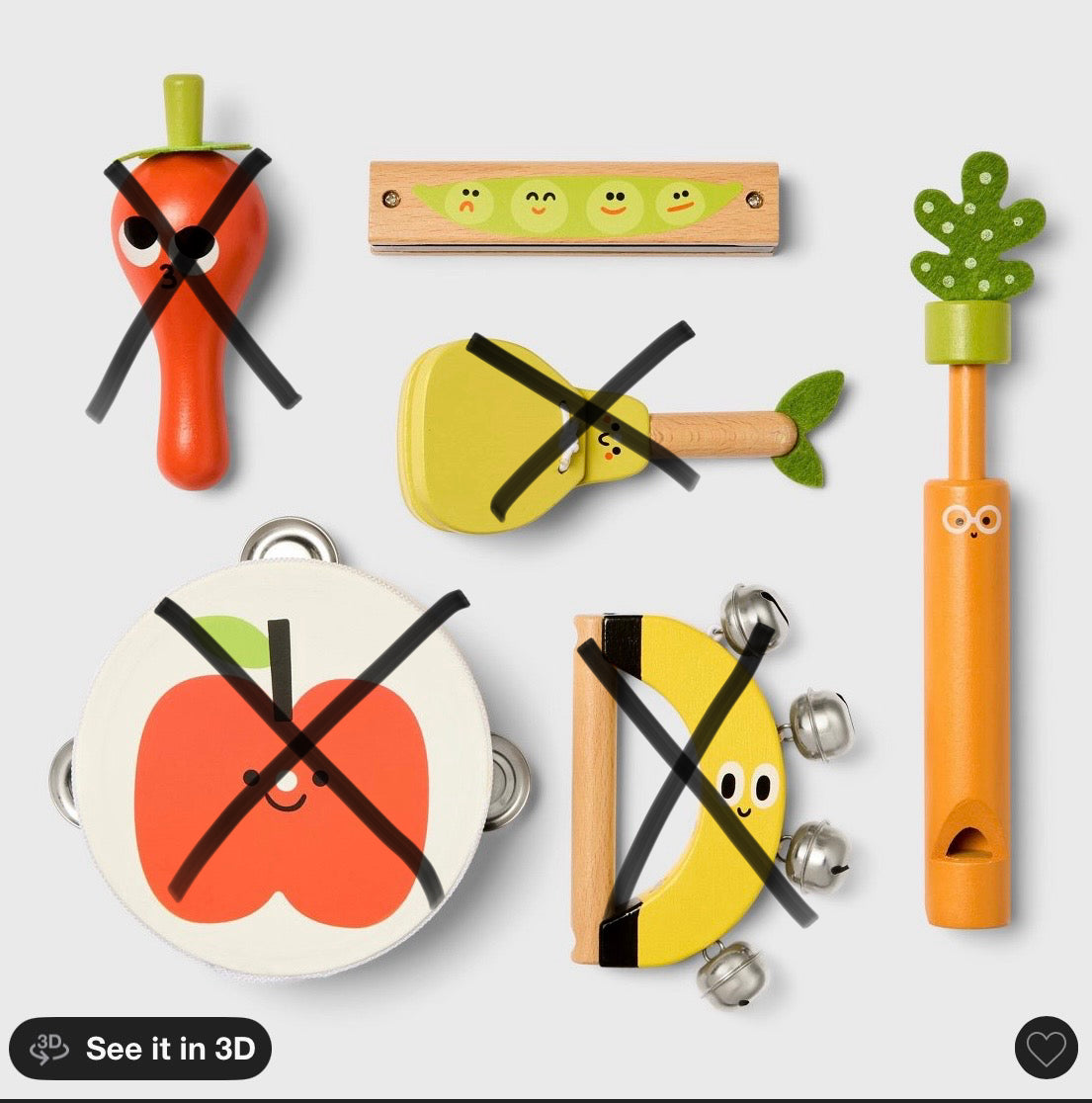 THRIFTY 70 - Gigglescape fruit & veggie instrument set - FINAL SALE - NO RETURNS - MISSING PCS