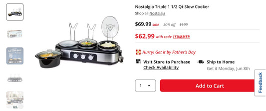 Nostalgia Triple 1 1/2 Qt Slow Cooker