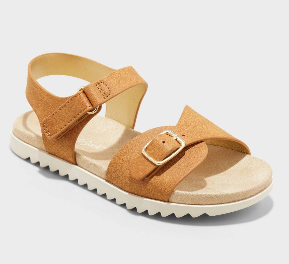 Cat & Jack Toddler Girls' Shaelyn Doy Molded Footbed Sandals in a cognac brown color size 9